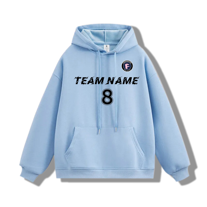 【 Heavy hoodie 】 Baby blue Hoodie customized solid color hoodie plus fleece hoodie high quality - fansmotif