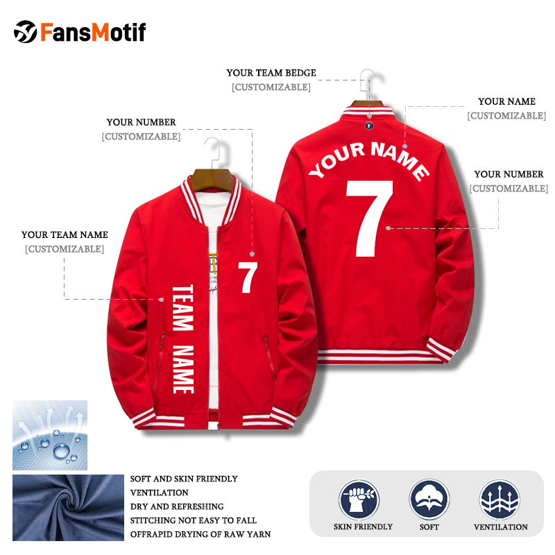 【 Adult Jacket 】red 20B Baseball Jacket Waterproof breathable high quality jacket - fansmotif