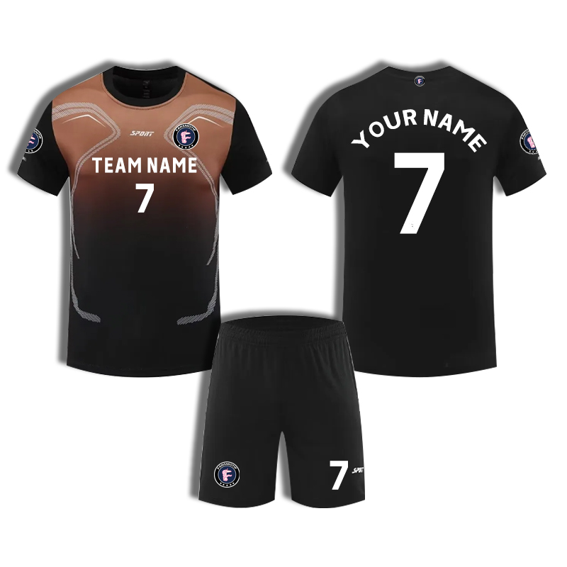 【 Sports T-shirt 】 Black orange Short-sleeved loose training clothing for summer competitions - fansmotif