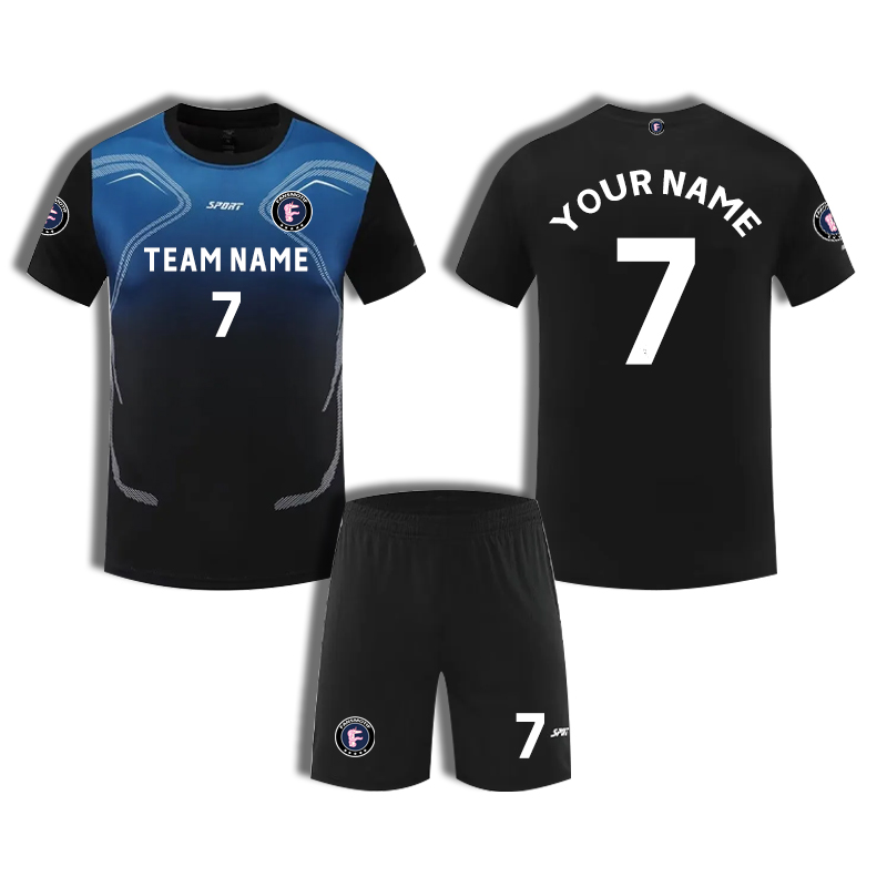 【 Sports T-shirt 】 Black and blue Short-sleeved loose training clothing for summer competitions - fansmotif
