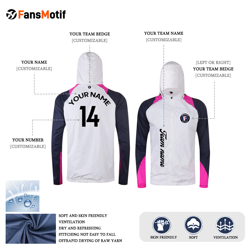 【 High Quality Windbreaker 】White pink reflective waterproof windbreaker High quality windbreaker - fansmotif