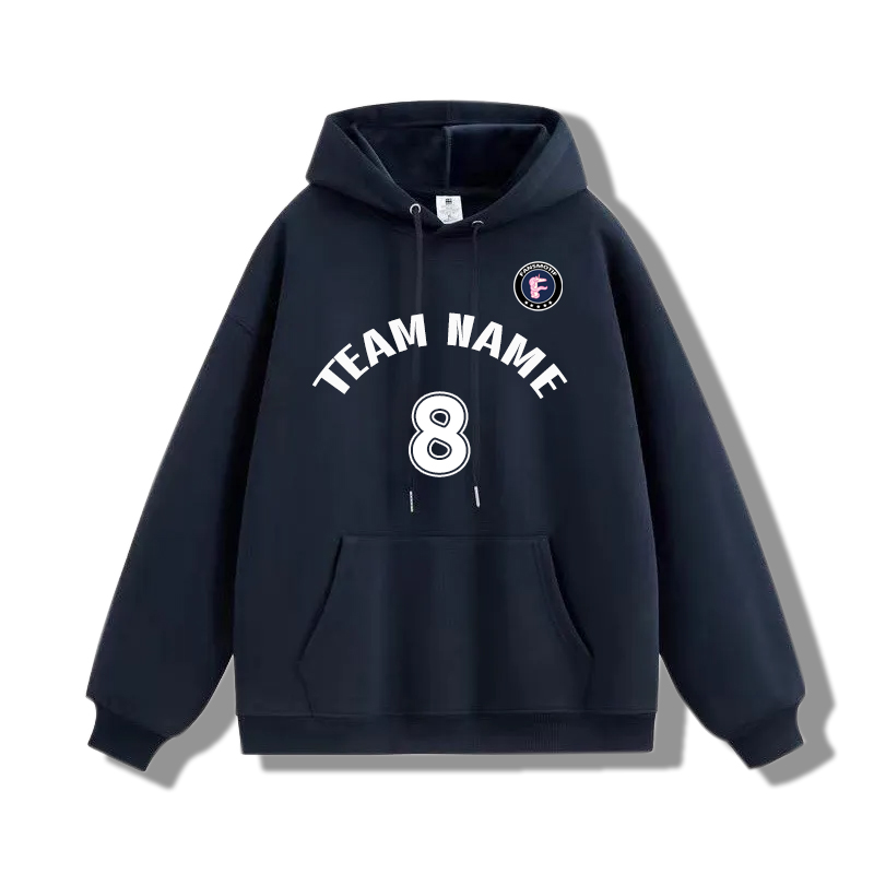 【 Heavy hoodie 】 Navy blue Hoodie customized solid color hoodie plus fleece hoodie high quality - fansmotif