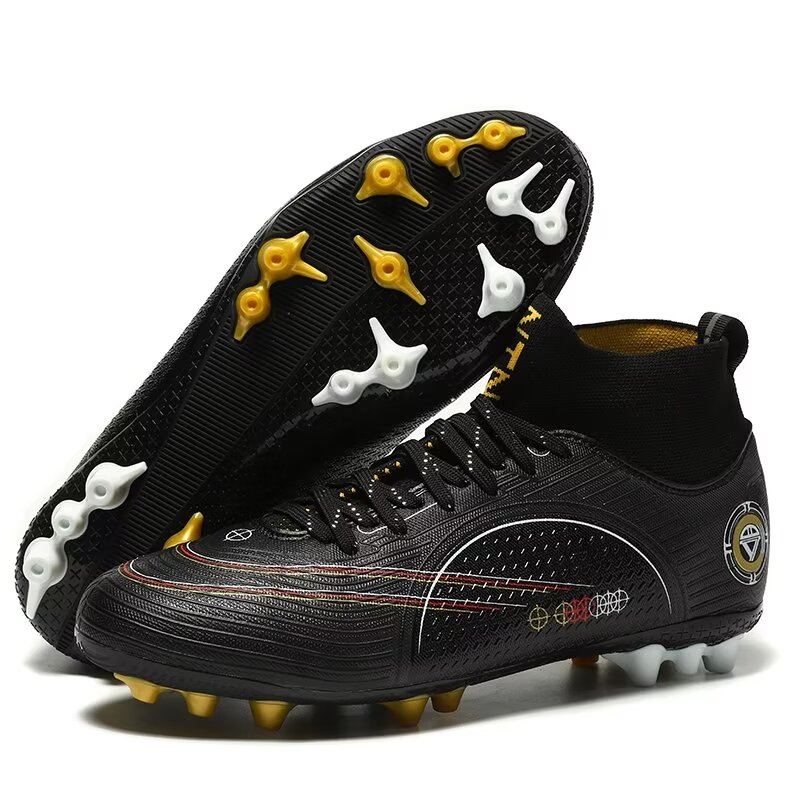 【 Senior football shoes 】 black High top football shoes for youth sports campus competition shoes - fansmotif