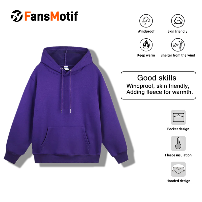 【 Heavy hoodie 】purple Hoodie customized solid color hoodie plus fleece hoodie high quality - fansmotif