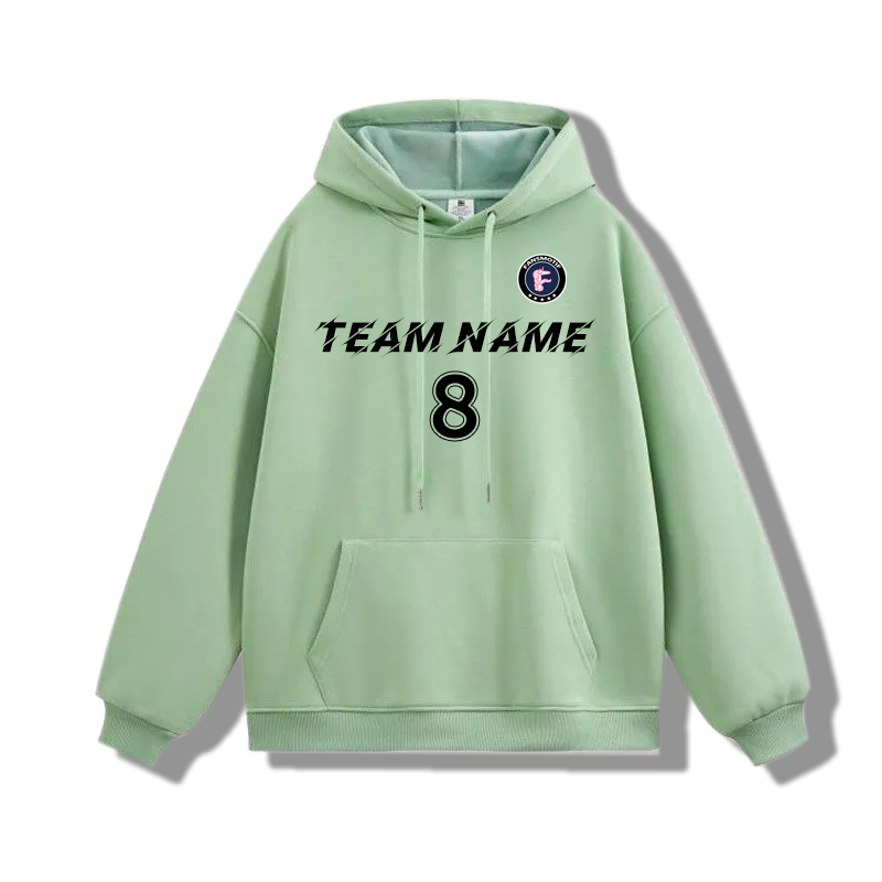 【 Heavy hoodie 】Light green Hoodie customized solid color hoodie plus fleece hoodie high quality - fansmotif