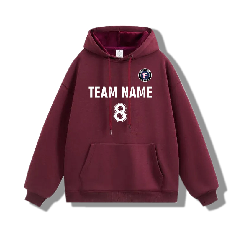 【 Heavy hoodie 】 Wine red Hoodie customized solid color hoodie plus fleece hoodie high quality - fansmotif