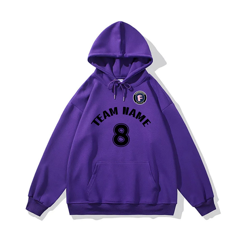 【 Heavy hoodie 】purple Hoodie customized solid color pullover hoodie can print logo loose coat - fansmotif
