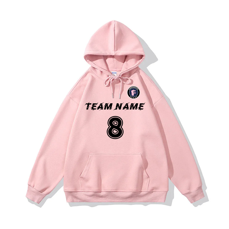 【 Heavy hoodie 】 pink Hoodie customized solid color pullover hoodie can print logo loose coat - fansmotif