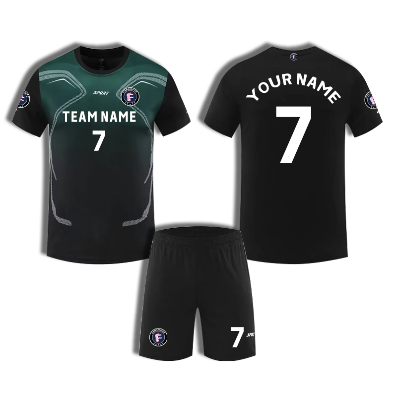 【 Sports T-shirt 】 Black green Short-sleeved loose training clothing for summer competitions - fansmotif