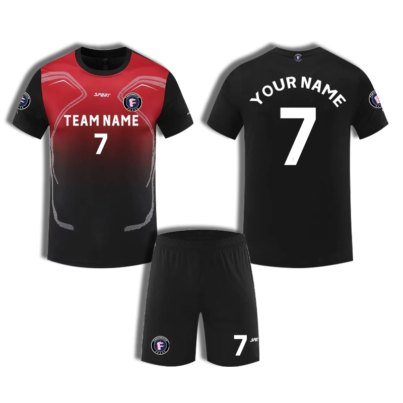 【 Sports T-shirt 】 Black red Short-sleeved loose training clothing for summer competitions - fansmotif