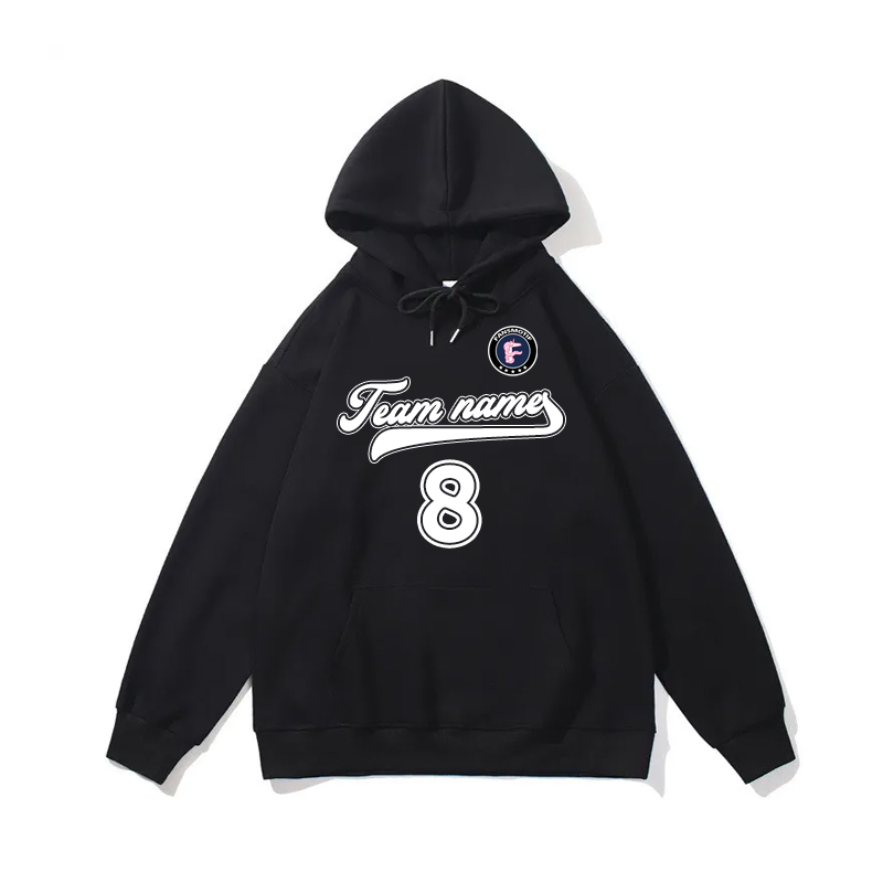 【 Heavy hoodie 】 black Hoodie customized solid color pullover hoodie can print logo loose coat - fansmotif
