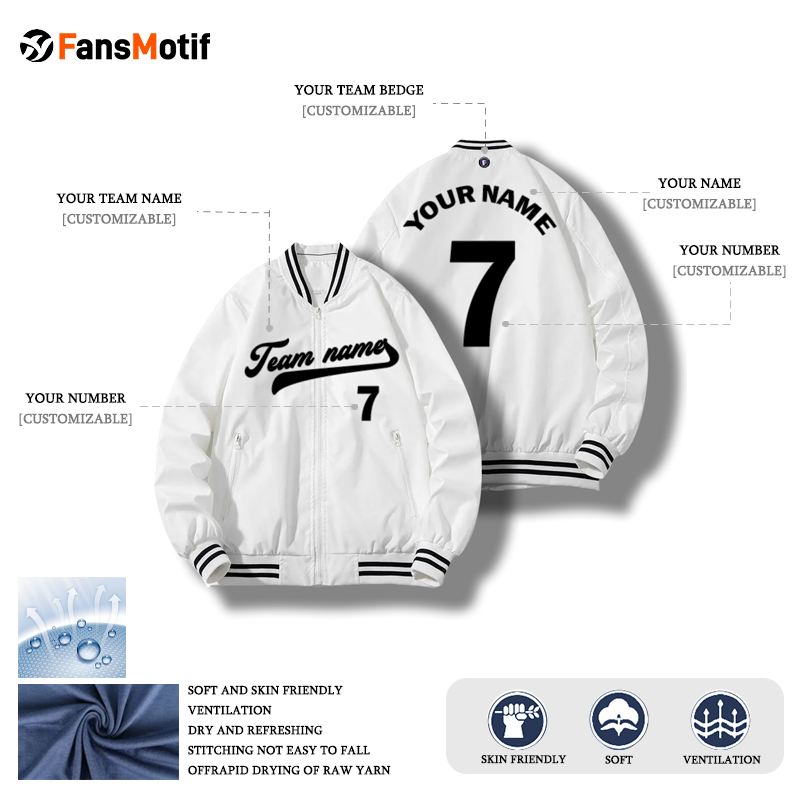 【 Adult Jacket 】white 20B Baseball Jacket Waterproof breathable high quality jacket - fansmotif